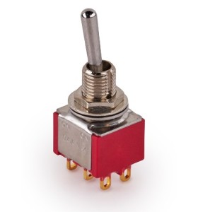 Taiway DP-1 MINI prepínač ON/ON 6-pin s dlhým hriadeľom – Chróm
